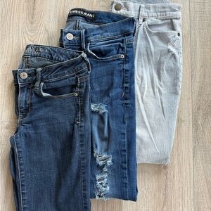 American Eagle Outfitters Dark Blue and Light Gray Skinny Jeans